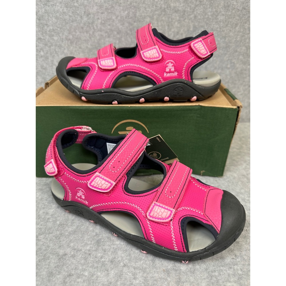 Kamik Sea Turtle 2 Hot Pink Closed Toe Sandals Girls Size 3 Vegan Shoes